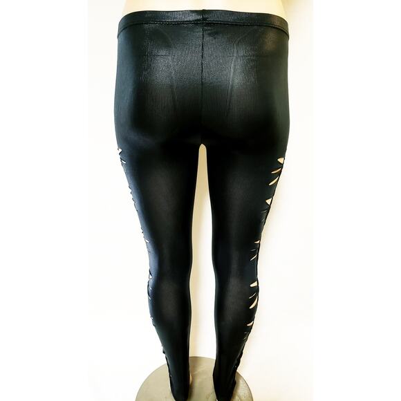 CHEEKY LEGS - 2XL/3XL - Junior/Women Super Sexy Cut Black Weaved Leggings, Fun - Picture 4 of 6